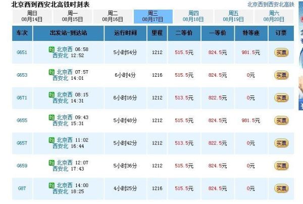 北京到西安高铁几个小时_最新时刻表查询-第3张图片-俊逸知识馆